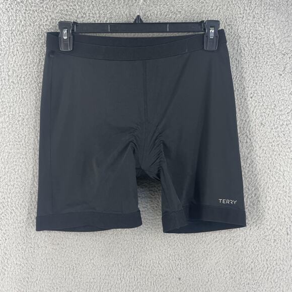 Terry Cycling Shorts Womens XL Black Padded Bike Compression Nylon Spandex - Picture 1 of 10